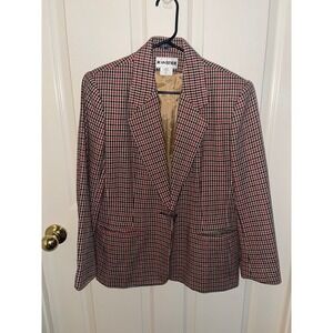 Joan Leslie Wool Blazer Vintage Red Black 8‎ Petite